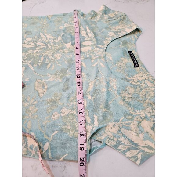 Peruvian Connection White Lotus Dress Large Midi Aqua Fit And Flare Floral Boho - Picture 10 of 10